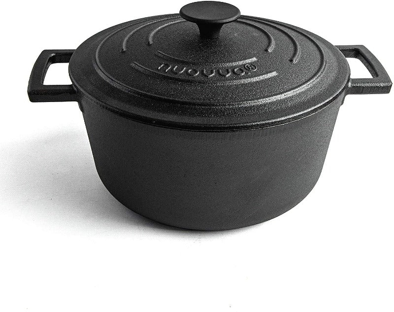 Non-Stick Enamelled Casserole Cast Iron Large Cooking Pot w/ Lid 4.7L By  Nuovva