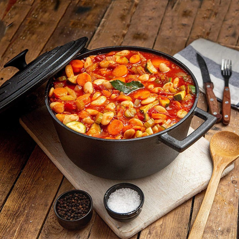 Non-Stick Enamelled Casserole Cast Iron Large Cooking Pot w/ Lid 4.7L By  Nuovva